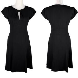 Nanette Lepore Dress Black 4 Cap Sleeves Lined Back Zipper